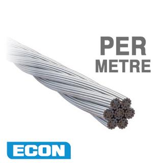 WE04719-MTR - Econ Wire Rope 4mm 7x19 316 Grade Stainless Steel Per Metre