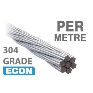 WE77-304  7 x 7 Econ Wire Rope AISI 304 (Per Metre) - ALL SIZES