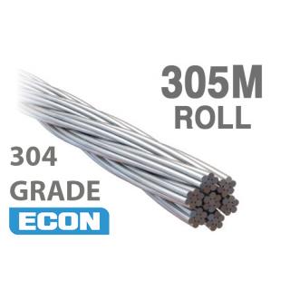 WE04.077-304 - Econ Wire Rope 4mm 7x7 304 Grade Stainless Steel 305 Metre